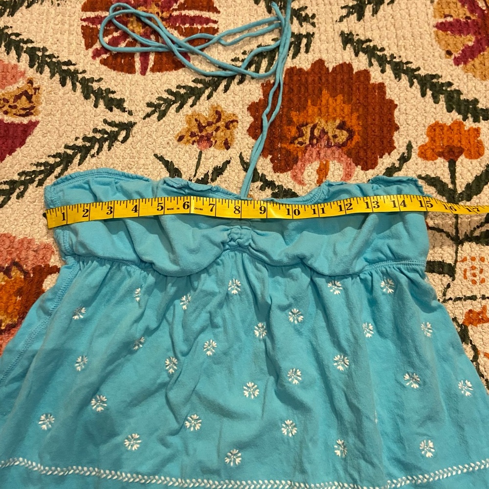 Blue Embroidered Halter Top - Picture 4 of 5